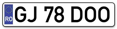 Placuta inmatriculare numar auto  GJ-78-DOO, GJ 78 DOO, GJ78DOO
