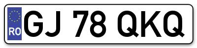Placuta inmatriculare numar auto  GJ-78-QKQ, GJ 78 QKQ, GJ78QKQ