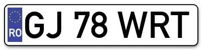 Placuta inmatriculare numar auto  GJ-78-WRT, GJ 78 WRT, GJ78WRT