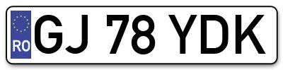 Placuta inmatriculare numar auto  GJ-78-YDK, GJ 78 YDK, GJ78YDK