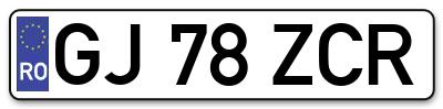 Placuta inmatriculare numar auto  GJ-78-ZCR, GJ 78 ZCR, GJ78ZCR