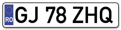 Placuta inmatriculare numar auto  GJ-78-ZHQ, GJ 78 ZHQ, GJ78ZHQ