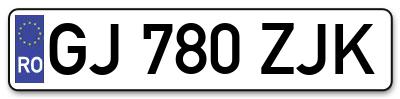 Placuta inmatriculare numar auto  GJ-780-ZJK, GJ 780 ZJK, GJ780ZJK