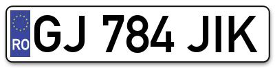 Placuta inmatriculare numar auto  GJ-784-JIK, GJ 784 JIK, GJ784JIK