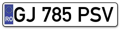 Placuta inmatriculare numar auto  GJ-785-PSV, GJ 785 PSV, GJ785PSV