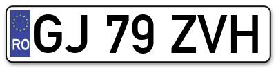 Placuta inmatriculare numar auto  GJ-79-ZVH, GJ 79 ZVH, GJ79ZVH