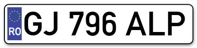 Placuta inmatriculare numar auto  GJ-796-ALP, GJ 796 ALP, GJ796ALP