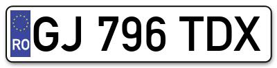 Placuta inmatriculare numar auto  GJ-796-TDX, GJ 796 TDX, GJ796TDX