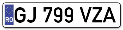 Placuta inmatriculare numar auto  GJ-799-VZA, GJ 799 VZA, GJ799VZA