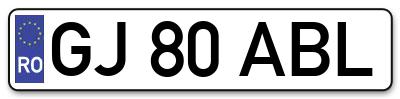 Placuta inmatriculare numar auto  GJ-80-ABL, GJ 80 ABL, GJ80ABL