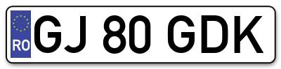 Placuta inmatriculare numar auto  GJ-80-GDK, GJ 80 GDK, GJ80GDK