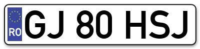 Placuta inmatriculare numar auto  GJ-80-HSJ, GJ 80 HSJ, GJ80HSJ