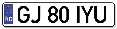 Placuta inmatriculare numar auto  GJ-80-IYU, GJ 80 IYU, GJ80IYU