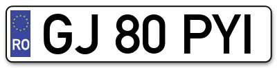 Placuta inmatriculare numar auto  GJ-80-PYI, GJ 80 PYI, GJ80PYI