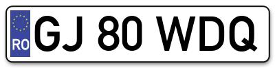 Placuta inmatriculare numar auto  GJ-80-WDQ, GJ 80 WDQ, GJ80WDQ