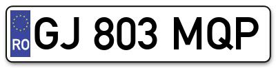 Placuta inmatriculare numar auto  GJ-803-MQP, GJ 803 MQP, GJ803MQP