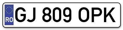Placuta inmatriculare numar auto  GJ-809-OPK, GJ 809 OPK, GJ809OPK