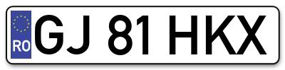 Placuta inmatriculare numar auto  GJ-81-HKX, GJ 81 HKX, GJ81HKX