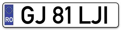 Placuta inmatriculare numar auto  GJ-81-LJI, GJ 81 LJI, GJ81LJI