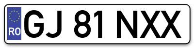 Placuta inmatriculare numar auto  GJ-81-NXX, GJ 81 NXX, GJ81NXX