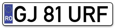 Placuta inmatriculare numar auto  GJ-81-URF, GJ 81 URF, GJ81URF