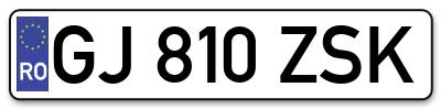 Placuta inmatriculare numar auto  GJ-810-ZSK, GJ 810 ZSK, GJ810ZSK