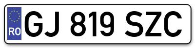 Placuta inmatriculare numar auto  GJ-819-SZC, GJ 819 SZC, GJ819SZC