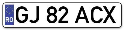Placuta inmatriculare numar auto  GJ-82-ACX, GJ 82 ACX, GJ82ACX