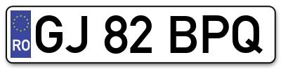 Placuta inmatriculare numar auto  GJ-82-BPQ, GJ 82 BPQ, GJ82BPQ