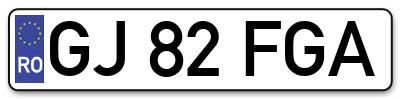 Placuta inmatriculare numar auto  GJ-82-FGA, GJ 82 FGA, GJ82FGA