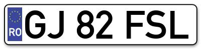 Placuta inmatriculare numar auto  GJ-82-FSL, GJ 82 FSL, GJ82FSL