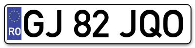 Placuta inmatriculare numar auto  GJ-82-JQO, GJ 82 JQO, GJ82JQO