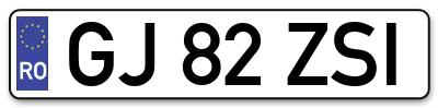 Placuta inmatriculare numar auto  GJ-82-ZSI, GJ 82 ZSI, GJ82ZSI