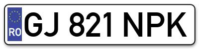 Placuta inmatriculare numar auto  GJ-821-NPK, GJ 821 NPK, GJ821NPK
