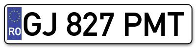 Placuta inmatriculare numar auto  GJ-827-PMT, GJ 827 PMT, GJ827PMT
