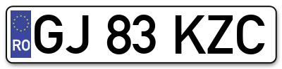 Placuta inmatriculare numar auto  GJ-83-KZC, GJ 83 KZC, GJ83KZC