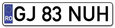 Placuta inmatriculare numar auto  GJ-83-NUH, GJ 83 NUH, GJ83NUH