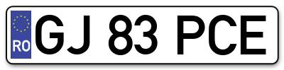 Placuta inmatriculare numar auto  GJ-83-PCE, GJ 83 PCE, GJ83PCE