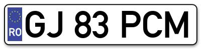 Placuta inmatriculare numar auto  GJ-83-PCM, GJ 83 PCM, GJ83PCM