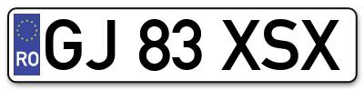 Placuta inmatriculare numar auto  GJ-83-XSX, GJ 83 XSX, GJ83XSX
