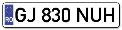 Placuta inmatriculare numar auto  GJ-830-NUH, GJ 830 NUH, GJ830NUH