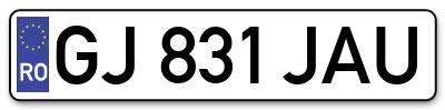 Placuta inmatriculare numar auto  GJ-831-JAU, GJ 831 JAU, GJ831JAU