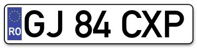 Placuta inmatriculare numar auto  GJ-84-CXP, GJ 84 CXP, GJ84CXP