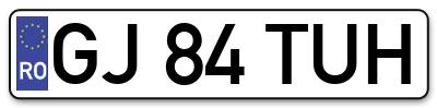 Placuta inmatriculare numar auto  GJ-84-TUH, GJ 84 TUH, GJ84TUH
