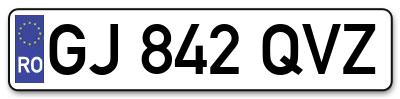 Placuta inmatriculare numar auto  GJ-842-QVZ, GJ 842 QVZ, GJ842QVZ