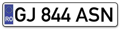 Placuta inmatriculare numar auto  GJ-844-ASN, GJ 844 ASN, GJ844ASN
