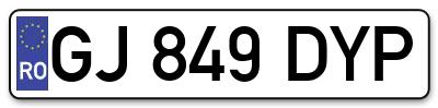 Placuta inmatriculare numar auto  GJ-849-DYP, GJ 849 DYP, GJ849DYP