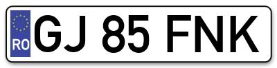 Placuta inmatriculare numar auto  GJ-85-FNK, GJ 85 FNK, GJ85FNK