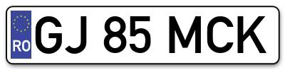 Placuta inmatriculare numar auto  GJ-85-MCK, GJ 85 MCK, GJ85MCK
