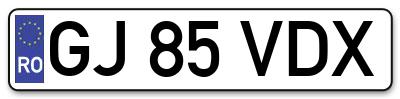 Placuta inmatriculare numar auto  GJ-85-VDX, GJ 85 VDX, GJ85VDX